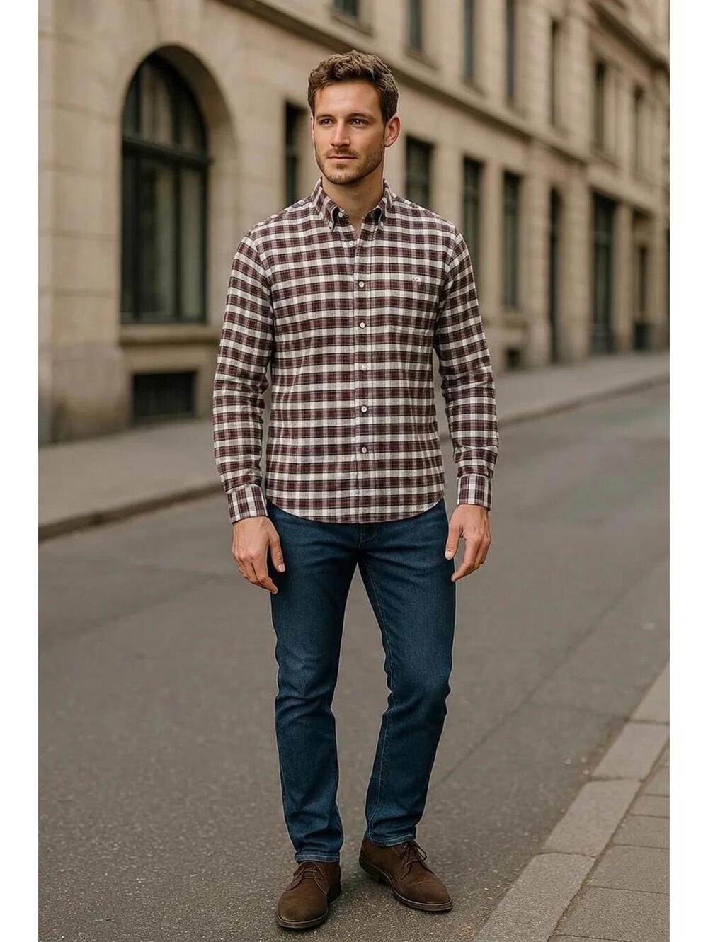 Towncraft Men's Medium Wrinkle Free Plaid Shirt Red Green Cozy Casual